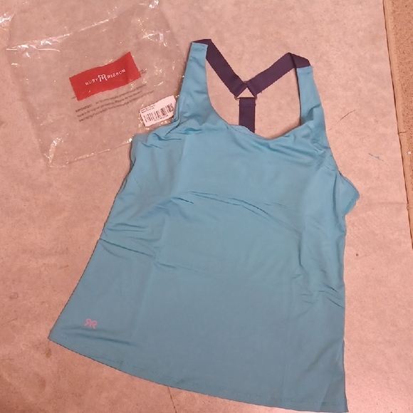 Ruby Ribbon Other - Ruby Ribbon Blue Tank Top with Navy Straps Shapewear Size 34